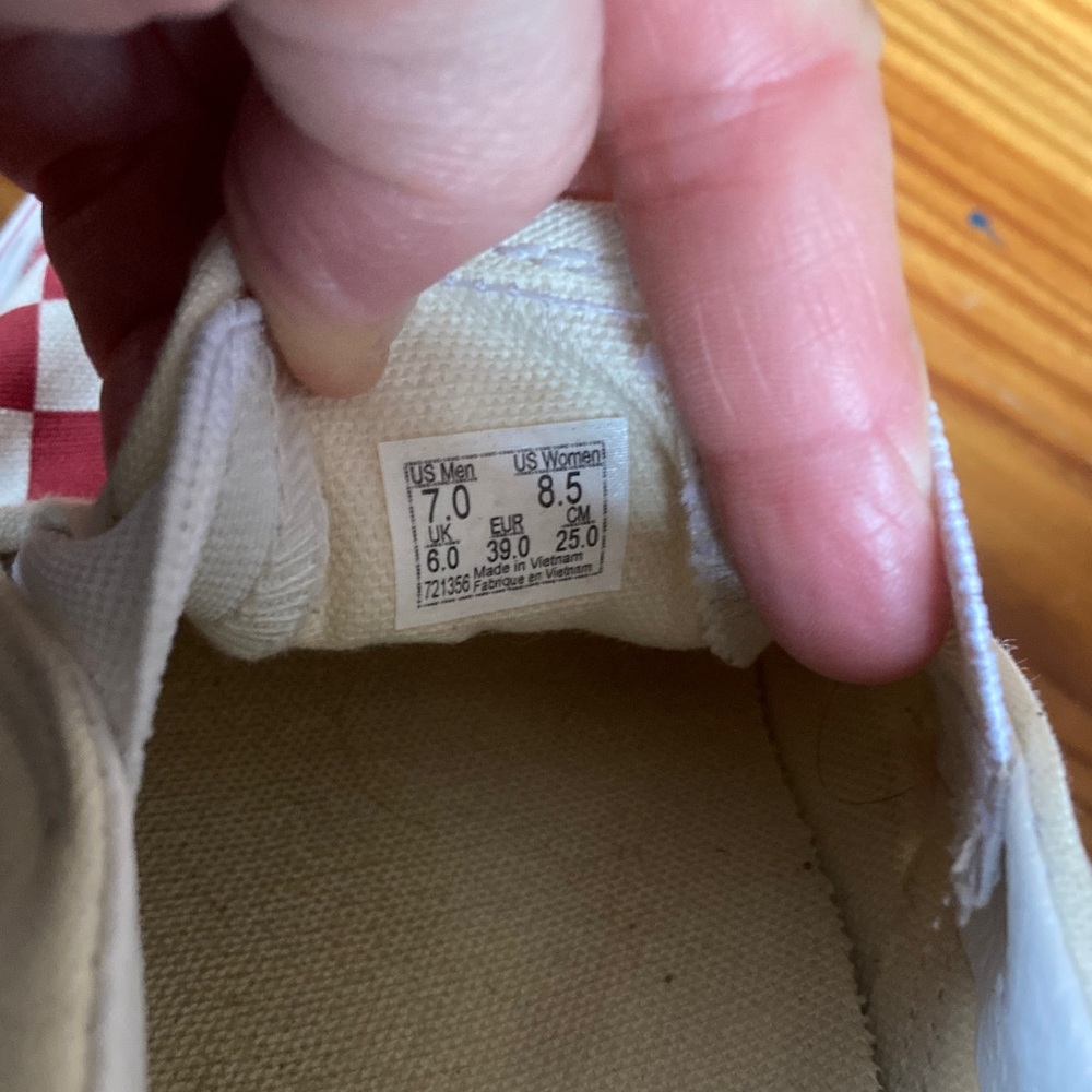 Vans Red and White Checkerboard Sneakers - Picture 3 of 3